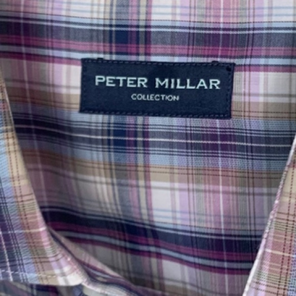 PETER MILLAR Collection Plaid Button Down Dress Shirt Cotton Size Large - Picture 2 of 16